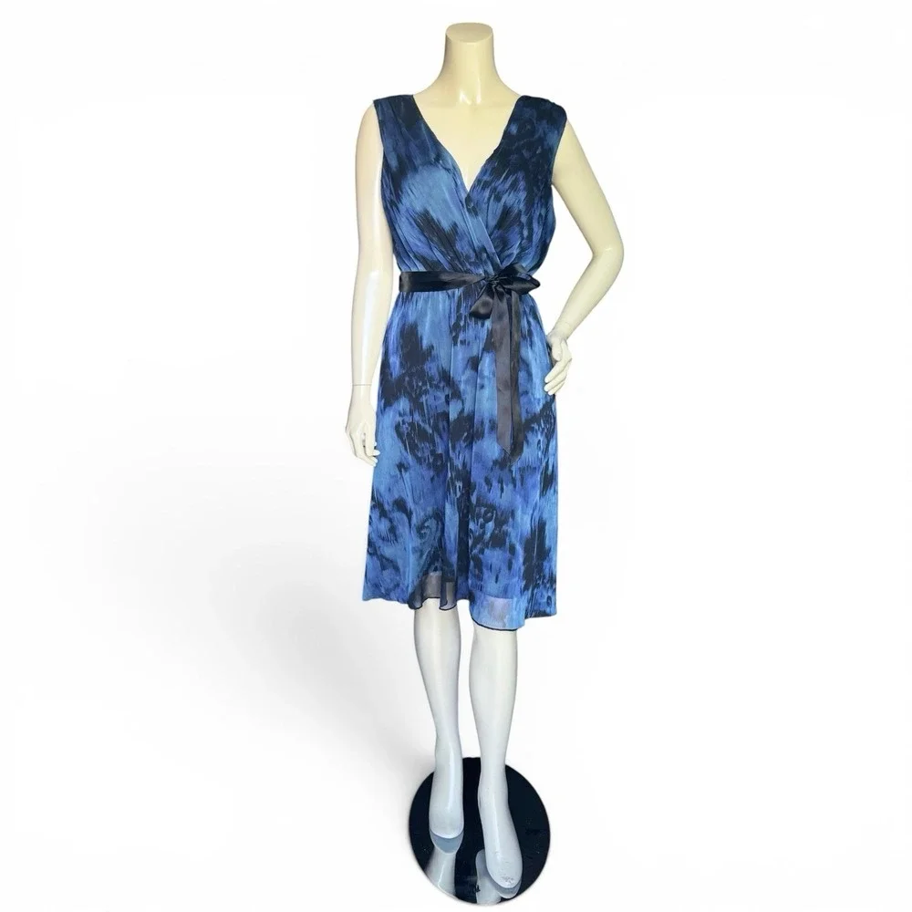 Roz & Ali Sleeveless Blue Flowy Dress 14 Whimsigoth